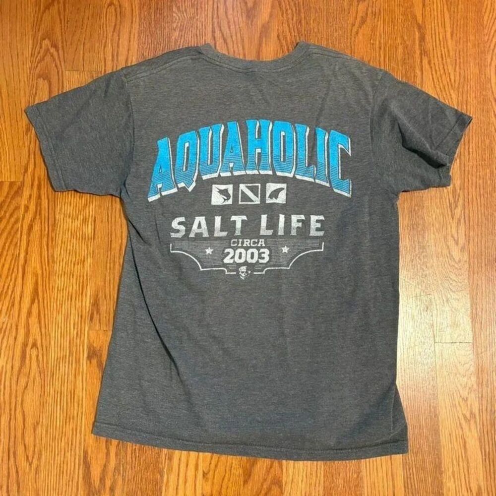 Outdoor Fishing Nautical Salt Life Coastal men’s small Aquaholic gray t-shirt